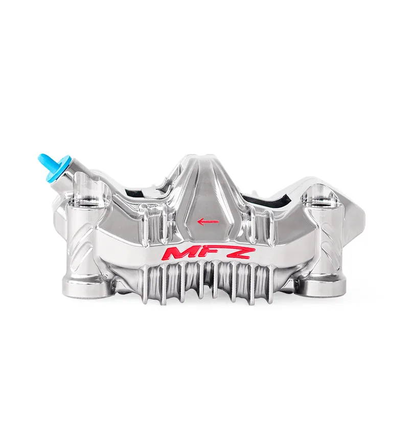 Radial six-piston brake caliper with fin body